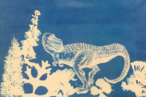 Combine natural materials with your dinosaurs to create a magical print.